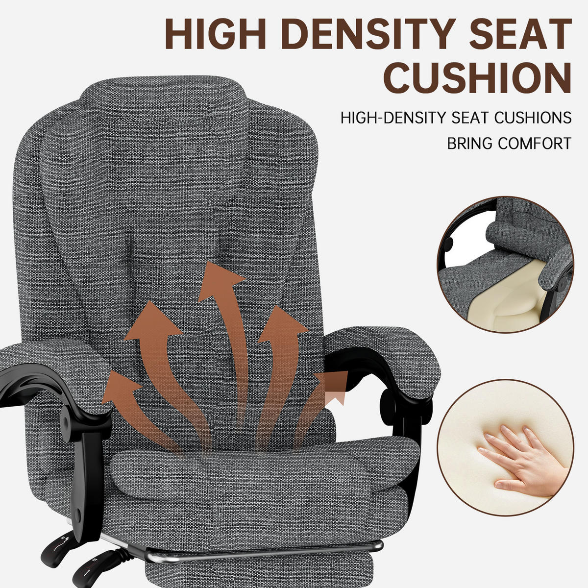 BÜROSTUHL Grau ergonomisch verstellbar mit Fußstütze - Grau, Metall (63/116/68cm) - Rattrix