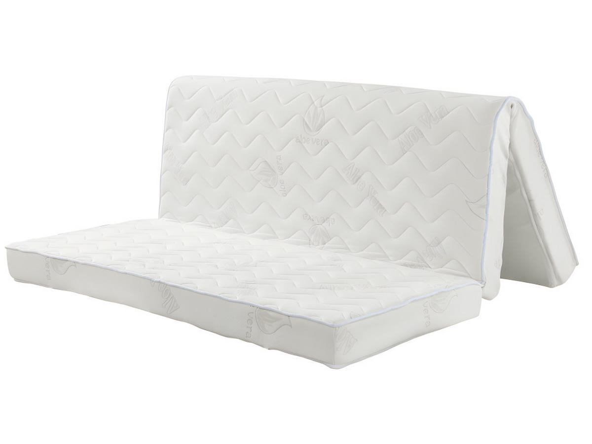 MATRATZE für Schlafsofa Klappsofa - 140 x 190 cm - Kaltschaum mit Aloe Vera - 1 Zone - Härtegrad 2 - Stärke 12 cm - FIESTA von NATUREA - Weiß, Textil - Vente-Unique