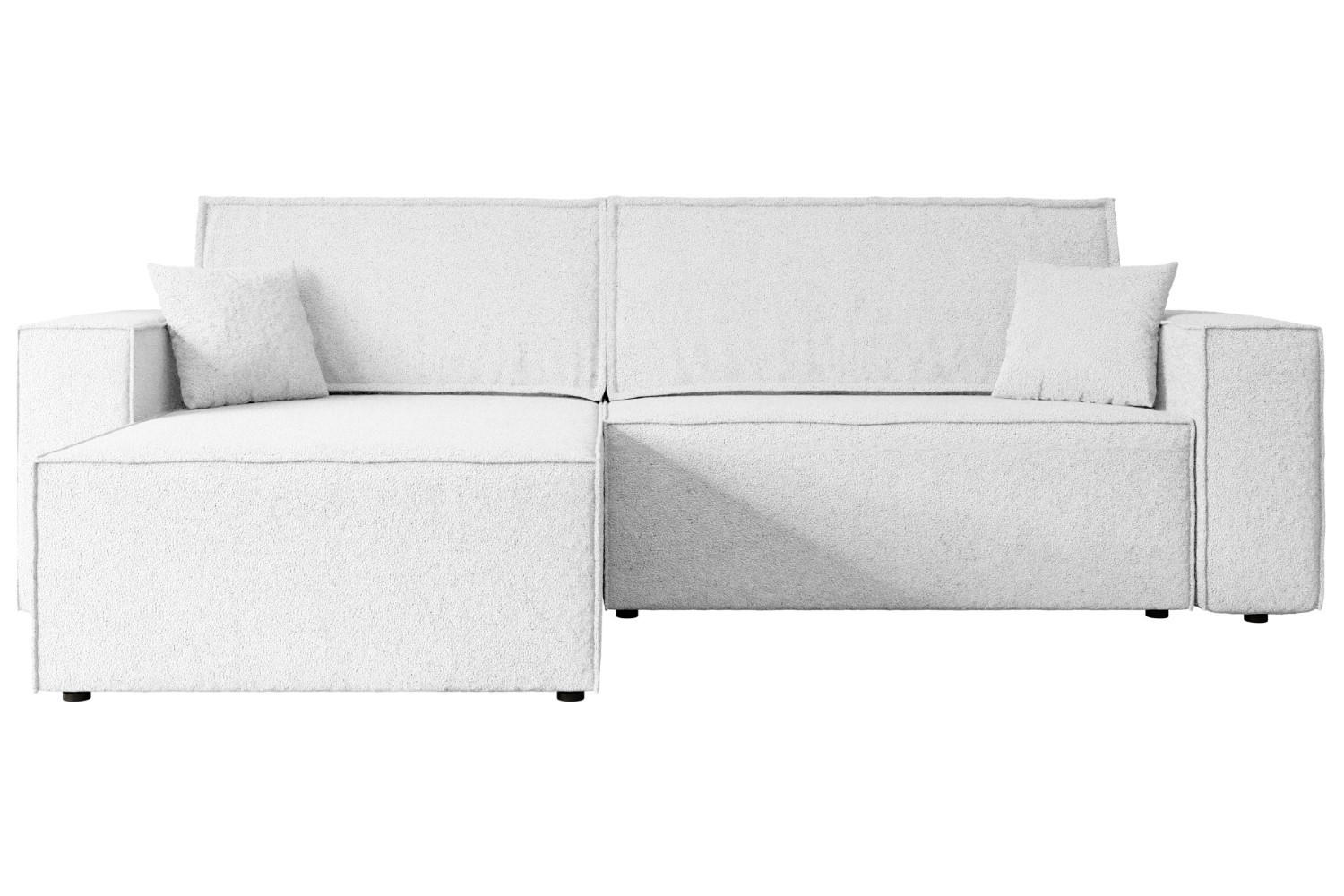 ECKSOFA mit Schlaffunktion und Bettkasten CELTIC-XL - 277x143x83 cm Weiß Bouclé - Schwarz/Weiß, Holzwerkstoff/Kunststoff (277/143cm) - ALTDECOR