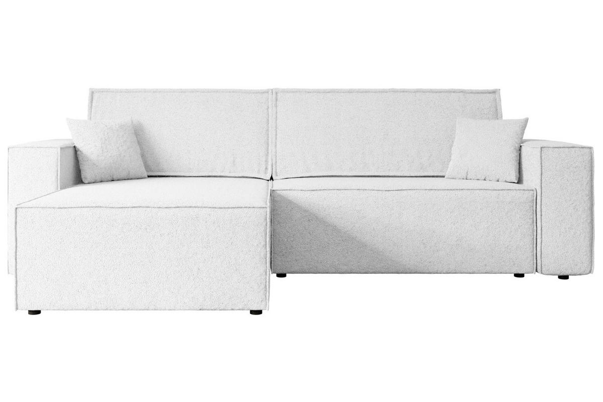 ECKSOFA mit Schlaffunktion und Bettkasten CELTIC-XL - 277x143x83 cm Weiß Bouclé - Schwarz/Weiß, Holzwerkstoff/Kunststoff (277/143cm) - ALTDECOR