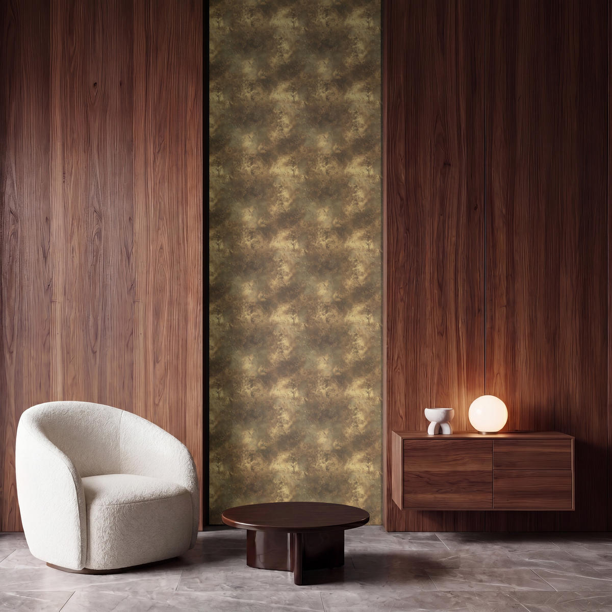 TAPETE - Antik - Metallic-Look - Gold - 100x280 cm - Messingfarben, Papier (100/280cm) - OnlyWow