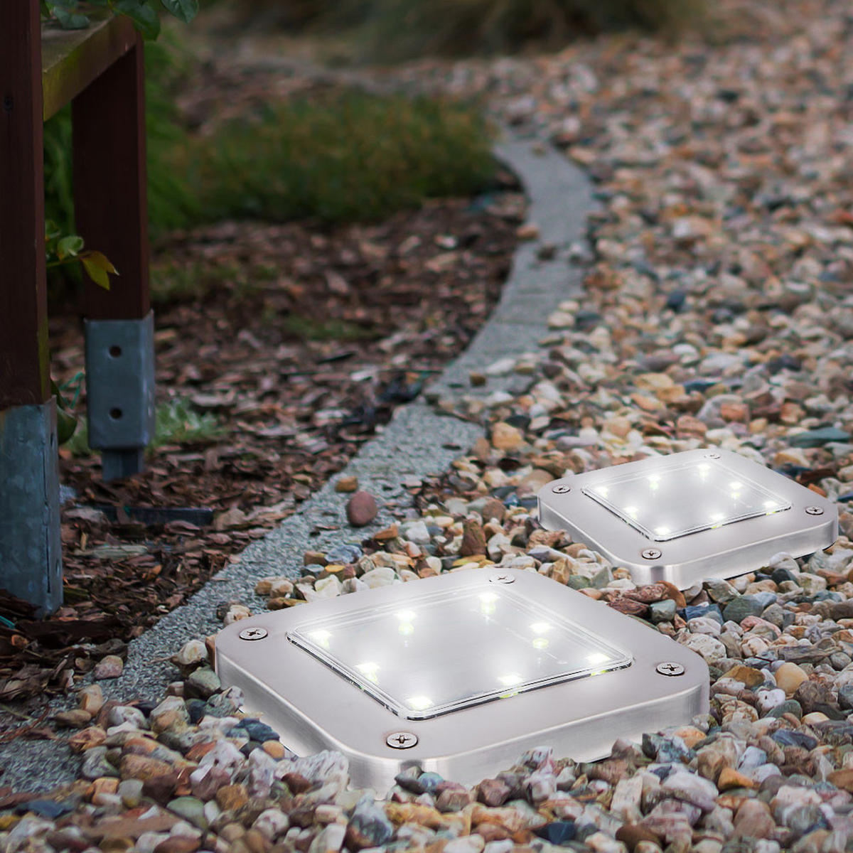 LED AUSSENLEUCHTE Edelstahl Silber 2er Set - Silberfarben, Metall (10/10/13cm)