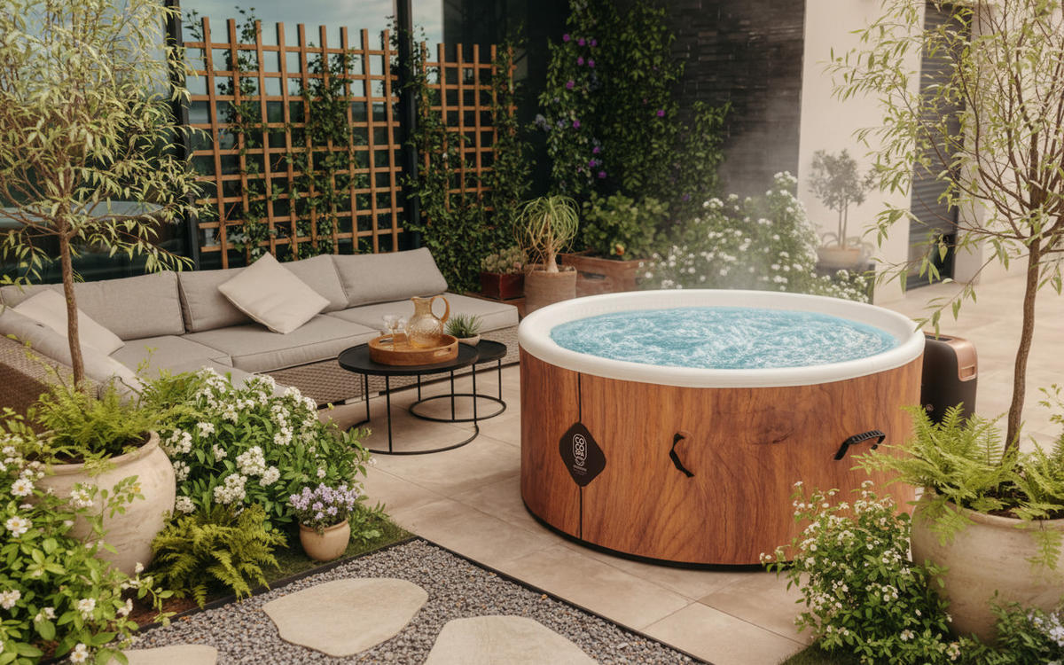 WHIRLPOOL Aufblasbarer Spa Tahiti 150 cm Durchmesser - 800 Liter Motor 2240 W - Für 2 bis 4 Personen - Braun, Kunststoff (150/70/70cm) - COCO SPA