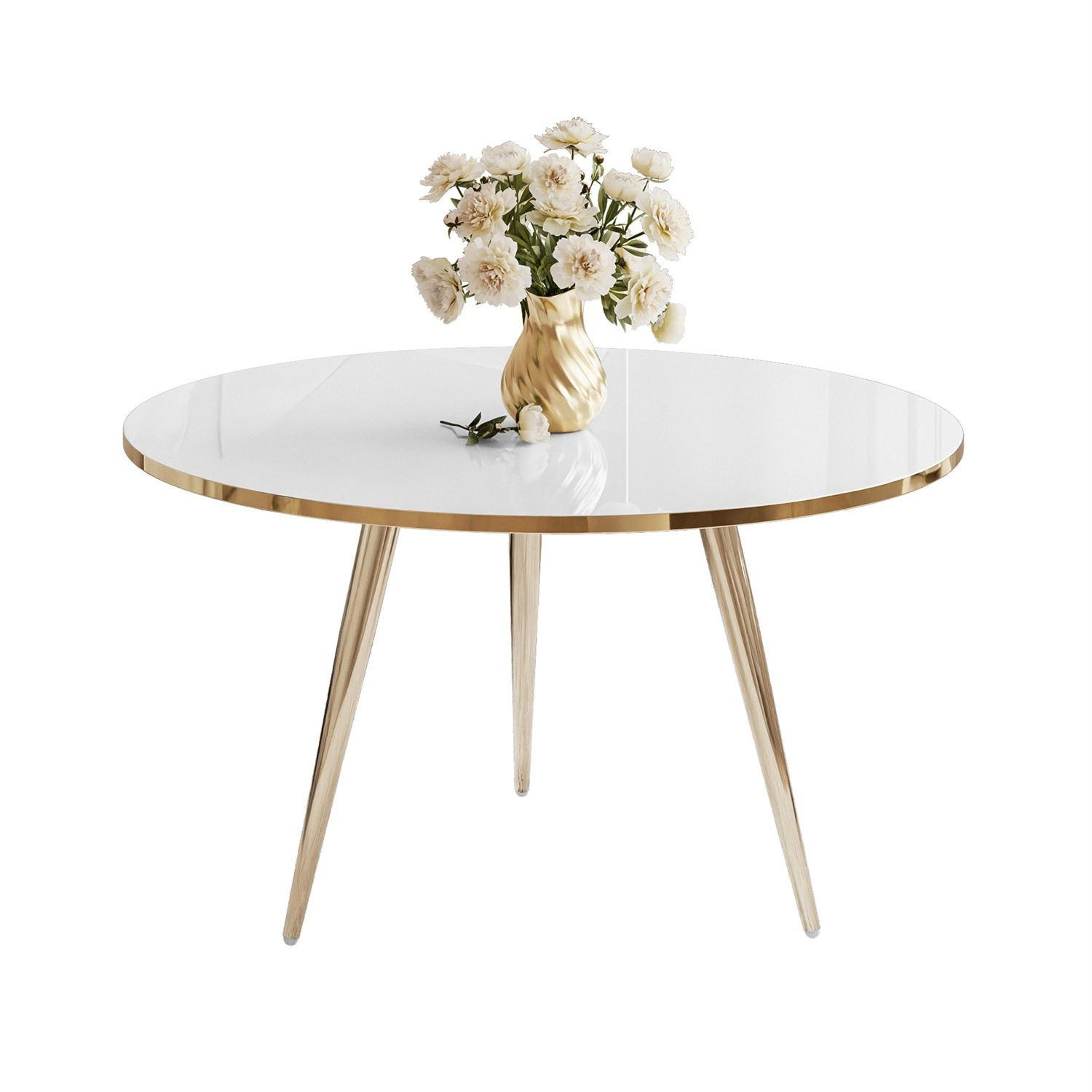 COUCHTISCH SOLEIL GOLD Hochglanz, Weiß Hochglanz, 70cm - Weiß, Holzwerkstoff (70/70/47cm) - Lookway