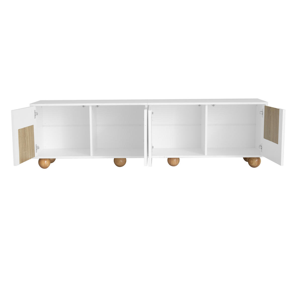 TV-SCHRANK mit 4 Türen 175 x 38 x 50 cm MDF Natur/Weiß - Weiß, Holzwerkstoff (38/50/175cm) - Beauniv