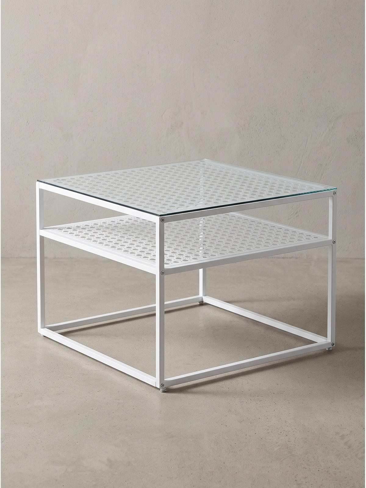 COUCHTISCH ALCUDIA, Einscheibensicherheitsglas, Weiß, 60 x 60 x 45 cm - Weiß, Glas/Metall (60/60/45cm) - KADIMA DESIGN