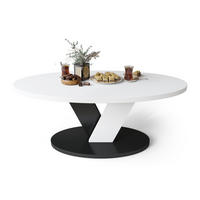 COUCHTISCH Oval Weiß - Schwarz mit Ablage - Schwarz/Weiß, Holzwerkstoff (60/110/45cm) - designimpex