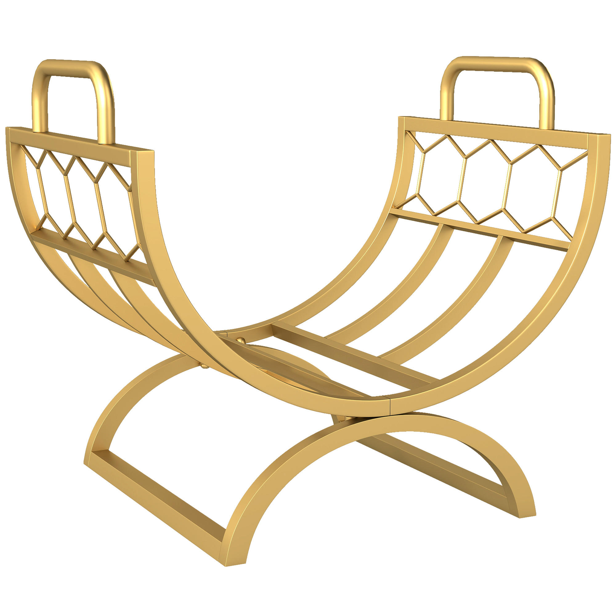 KAMINHOLZREGAL für innen 46 x 36 x 41cm Brennholzregal für Kamin Ofen Gold - Goldfarben, Metall (36/41/46cm) - Outsunny