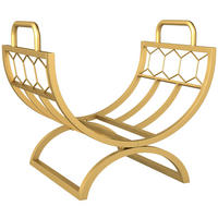 KAMINHOLZREGAL für innen 46 x 36 x 41cm Brennholzregal für Kamin Ofen Gold - Goldfarben, Metall (36/41/46cm) - Outsunny