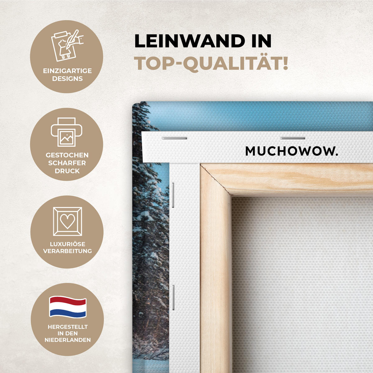 LEINWANDBILD Winterlandschaft - Natur - Haus - Berge - Schnee Wanddeko 90x60 cm - Hellblau, Textil (90/60cm) - MuchoWow