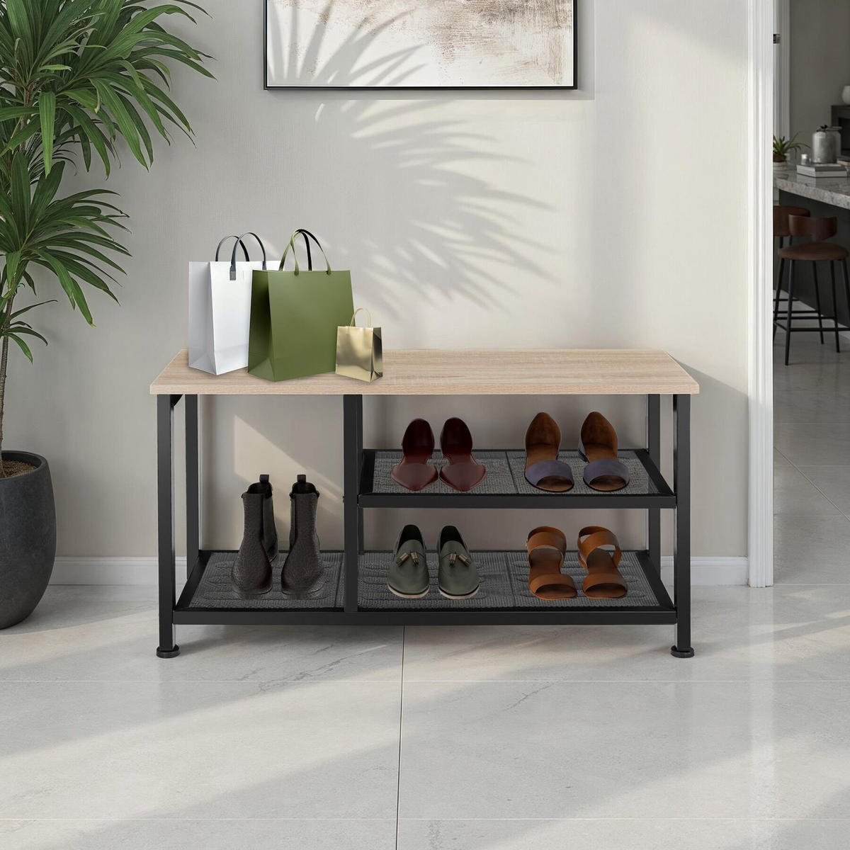 SCHUHREGAL Taunton,80 x 30 x 45,5 cm,Industrial Holz hell, Eiche Sonoma - Naturfarben, Holz (30/45.5/80cm) - tectake