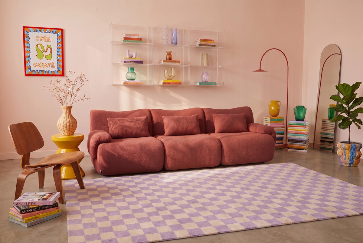 3-SITZER-SOFA Bouclé-Stoff Terrakotta-Rot - Terracotta, Textil (281/73/95cm) - MILYsofa