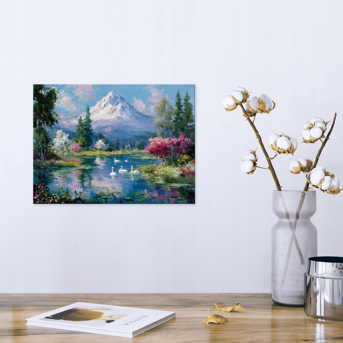 LEINWANDBILD Gebirge Landschaft Blau 100x70 cm - Multicolor, Holzwerkstoff (100/70cm) - Wallarena