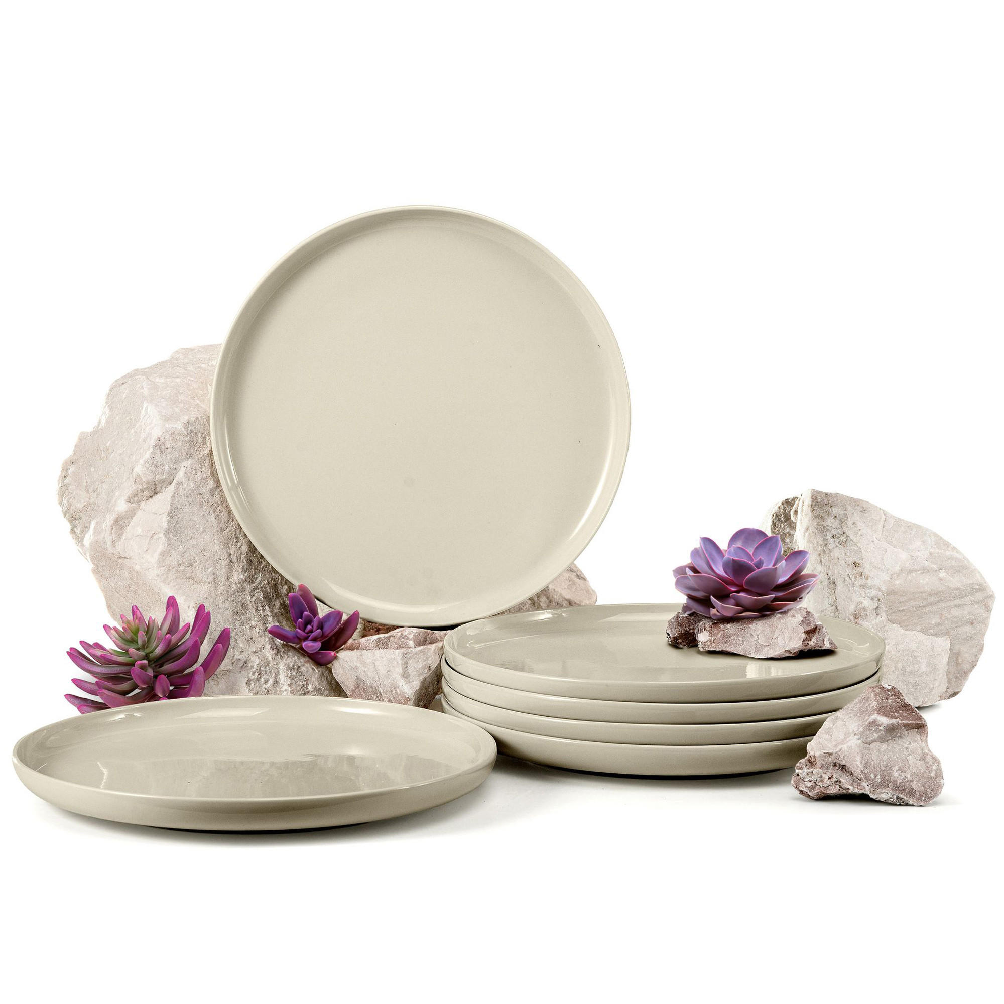 TELLER-SET VICTO 6-tlg Speiseteller - Beige, Keramik (27cm) - KONSIMO®