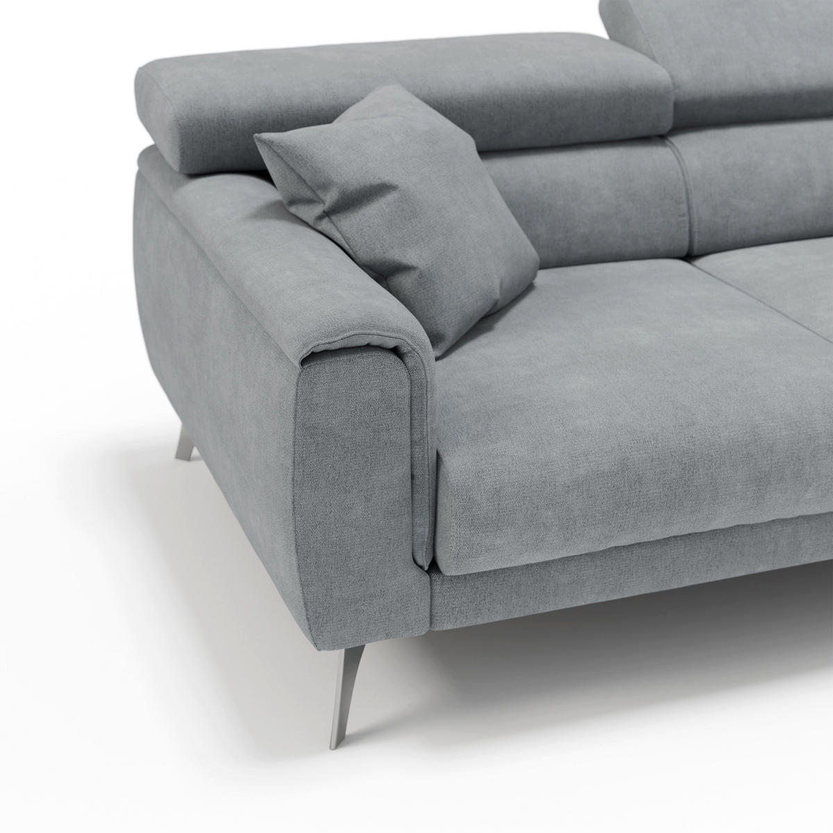 LINEARSOFA Caravaggio - Hellgrau, Textil (244/73/102cm) - Divani.store