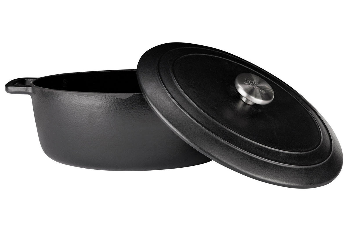 BRÄTER Fontestic Gusseisen Schwarz Oval – 31 x 24 cm – Emailliert - Schwarz, Keramik (31/24/12cm) - Cosy & Trendy