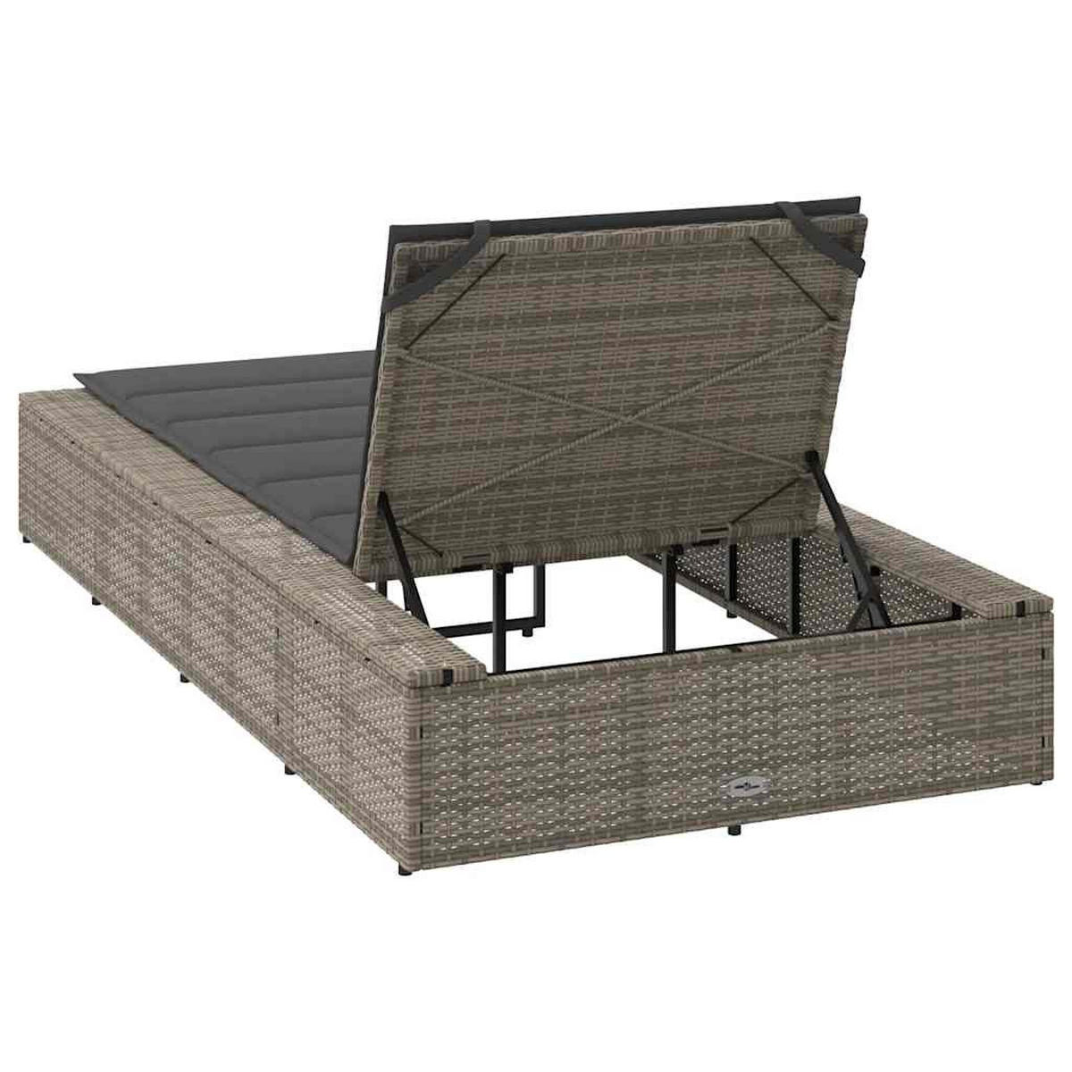 SONNENLIEGE Mit Schwebender Auflage Grau Poly Rattan - Grau, Kunststoff (210/79/100cm) - vidaXL