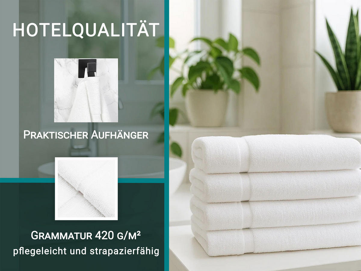 HANDTÜCHER, 10er-Set, 50x100 cm, 100% Baumwolle, Weiß - Weiß, Textil (50/100cm) - Zollner