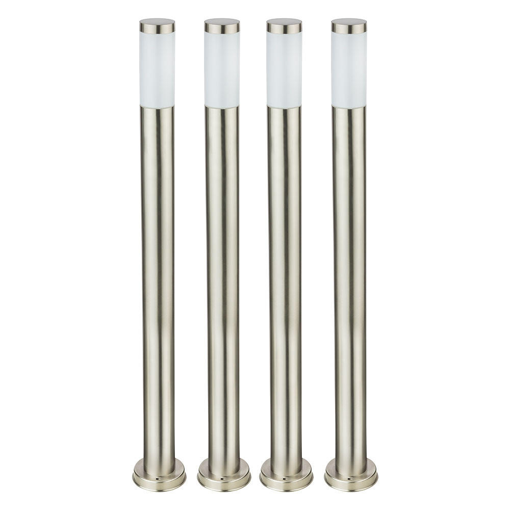 LED STEHLEUCHTE BOSTON Edelstahl Silber 4er Set - Silberfarben, Metall (7.6/7.6/110cm) - Globo Lighting