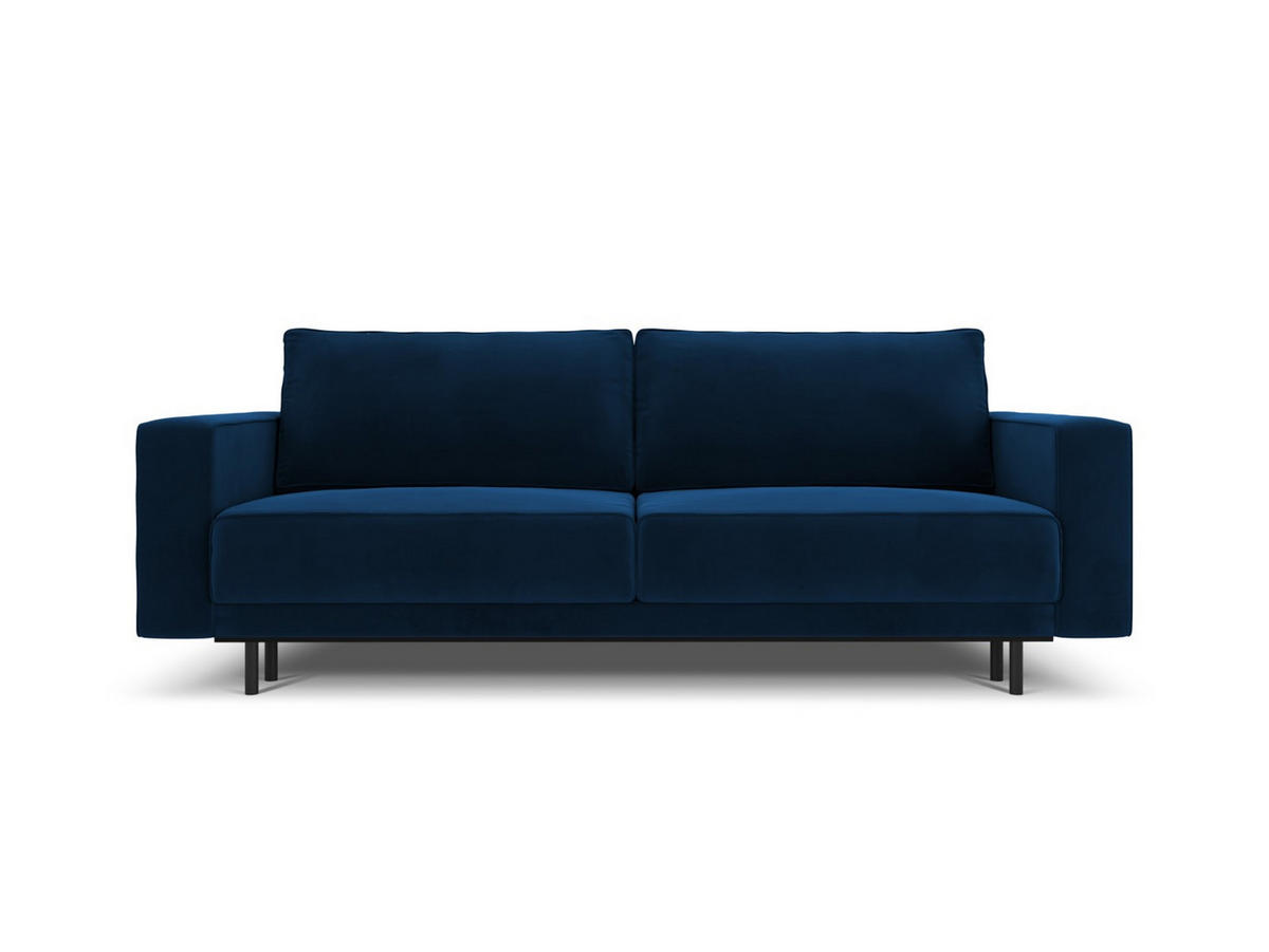 AUSKLAPPBARES-SOFA mit Bettkasten Caro aus Samt königsblau 3 Sitzplätze - Blau, Textil (97/93/236cm) - Micadoni