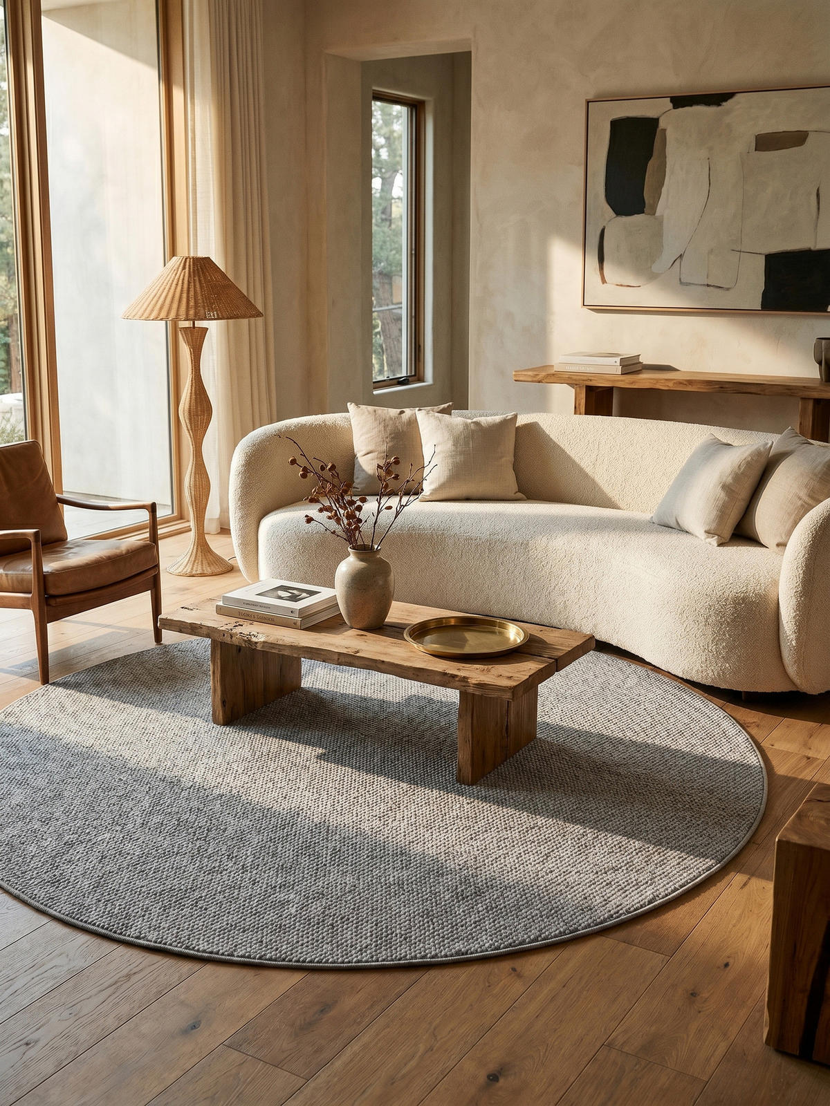 TEPPICH Flachgewebe LANGAU in Silber, meliert, Ø 200 cm - Silberfarben, Textil (200/200cm) - KADIMA DESIGN