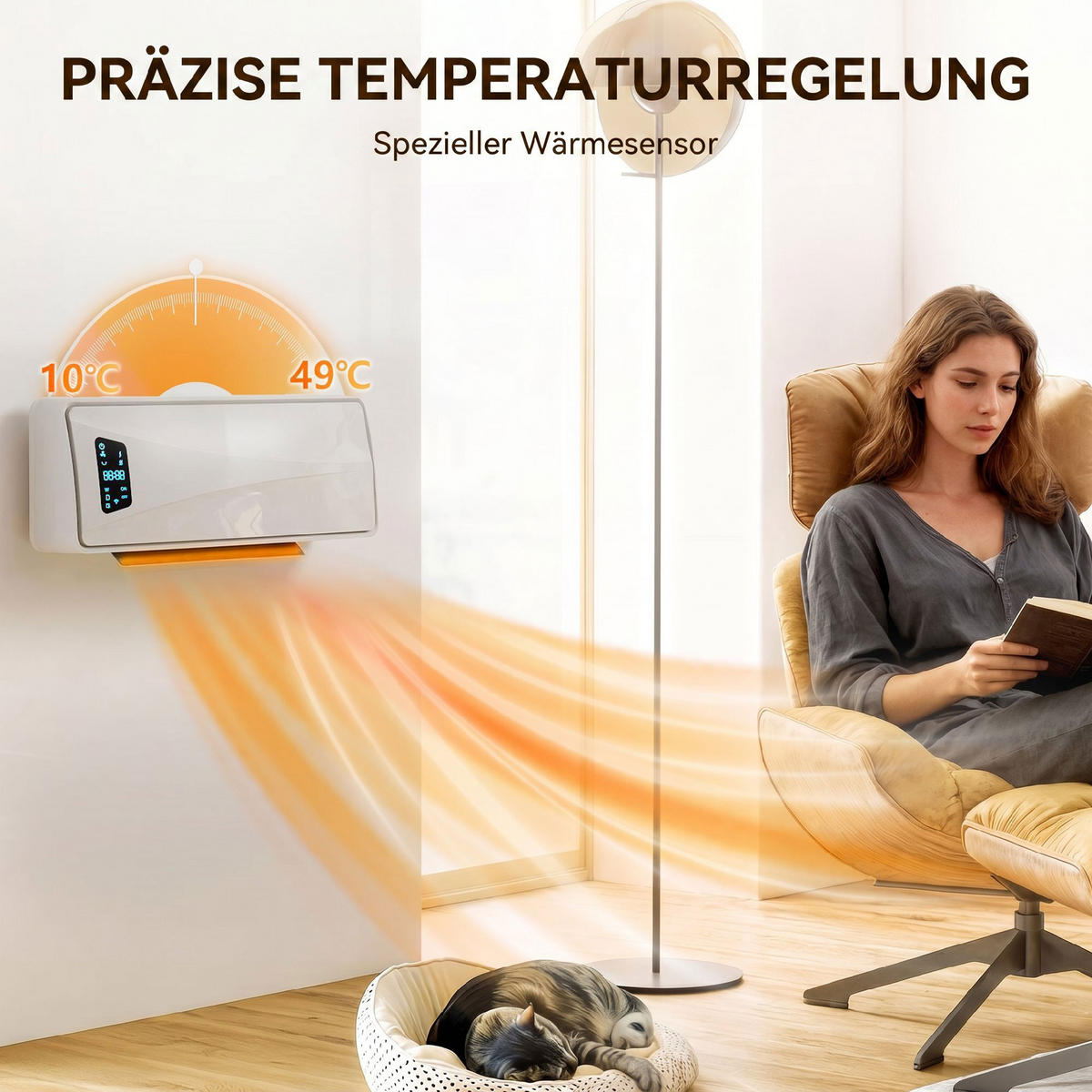WANDMONTIERTER-ELEKTROHEIZER ABS PA Weiß - Weiß, Kunststoff (18.7/14.5/54cm) - HOMCOM