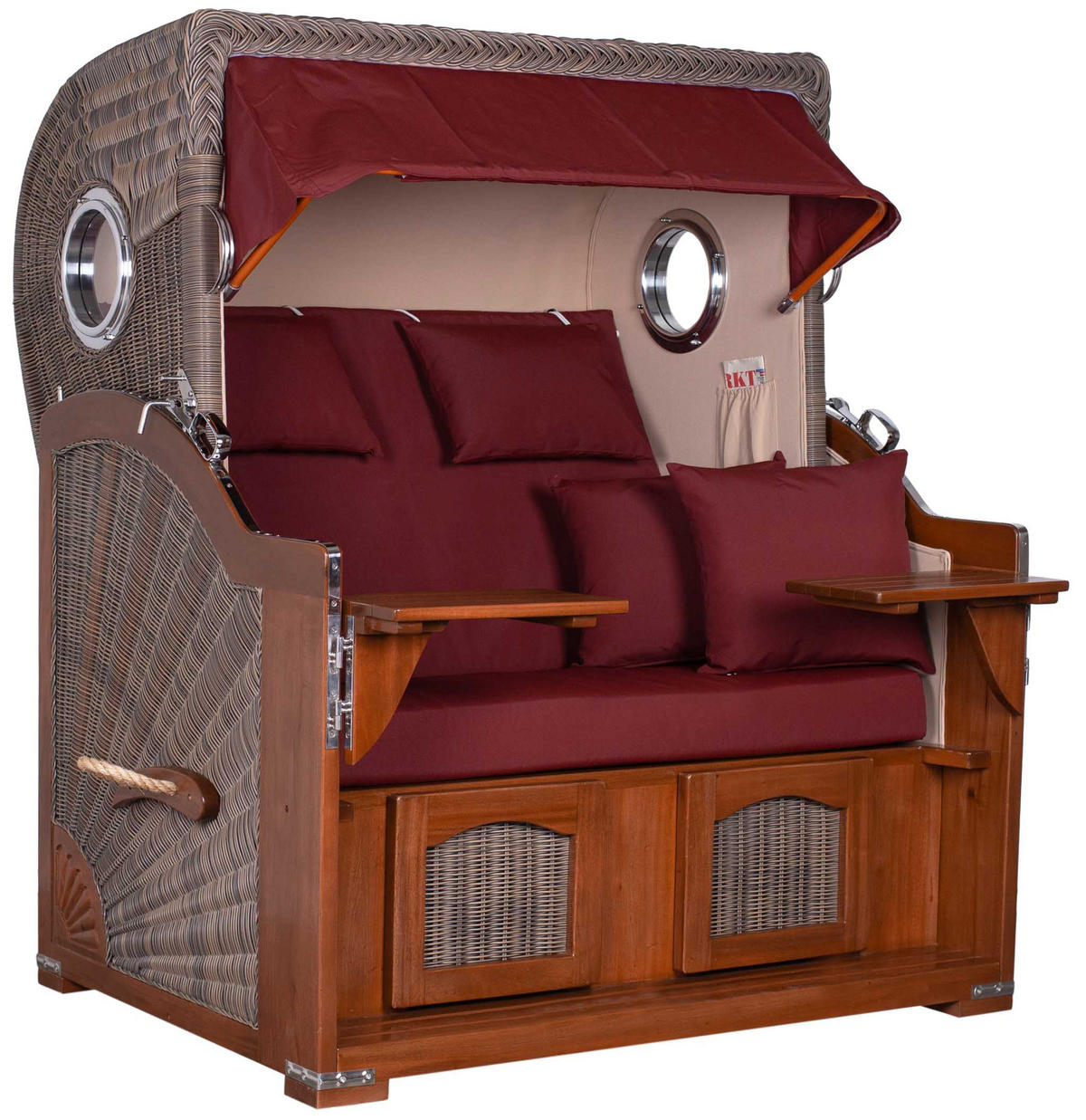 STRANDKORB XXL Düne Grande 2,5 Sitzer - Rot/Braun, Metall (142/170/95cm) - Mr. Deko