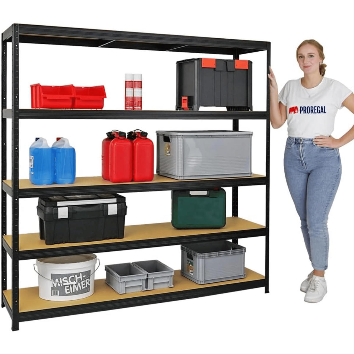 SCHWERLASTREGAL Giant Elephant 180x180x45 cm Fachlast 200 kg Schwarz - Schwarz, Metall (180/180/45cm) - PROREGAL