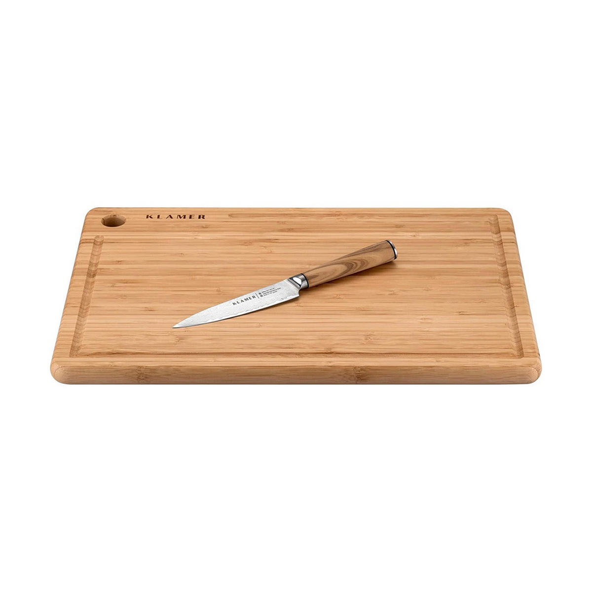 MESSER Damast Allzweckmesser 12,7 cm Olivenholz - Braun, Metall (25cm) - KLAMER