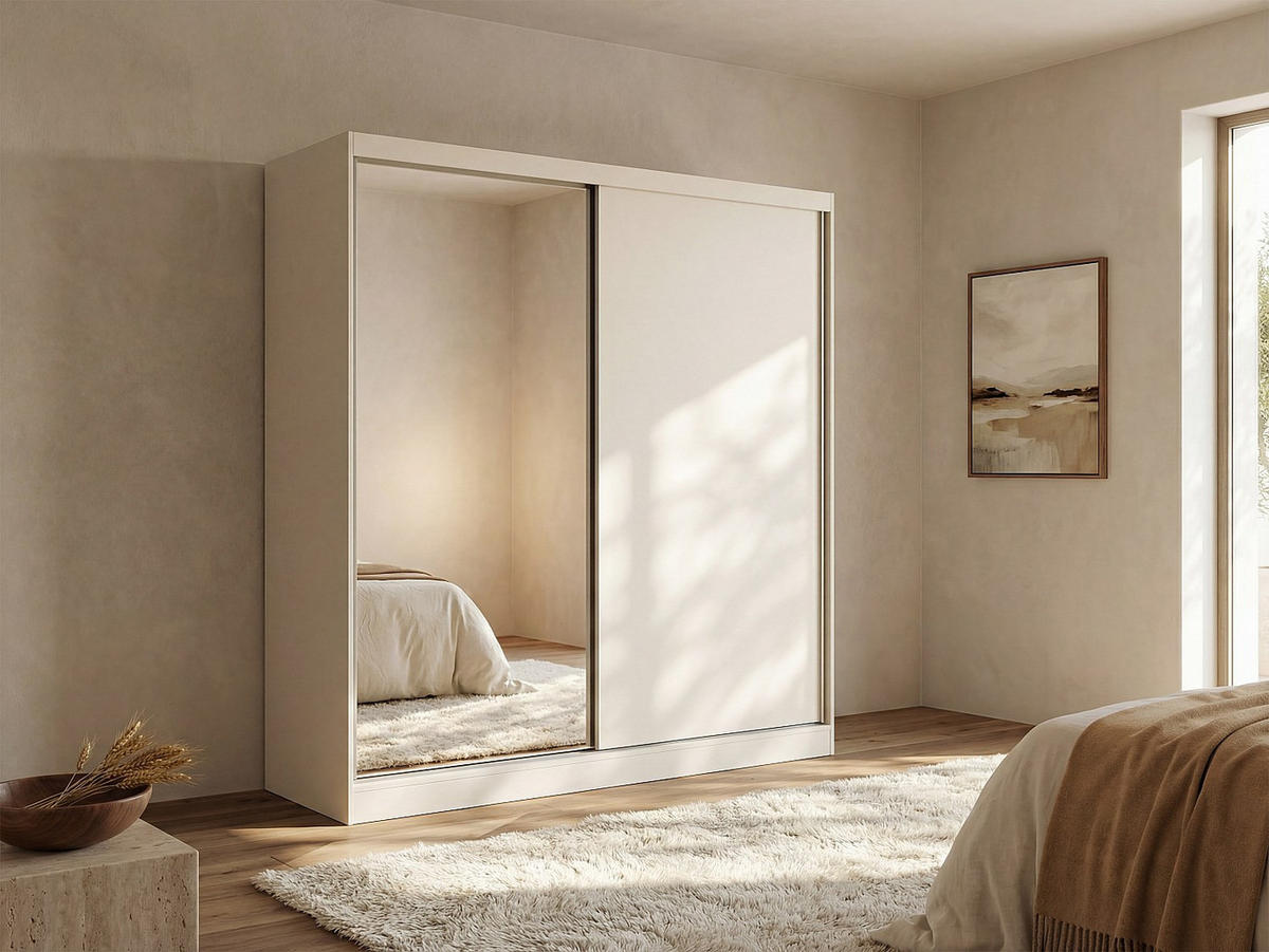 KLEIDERSCHRANK - 200.2 cm x 58.5 cm - Holz, Platte - Weiß OCHIRA - Weiß, Holz (200.2/215.6/58.5cm) - Vente-Unique