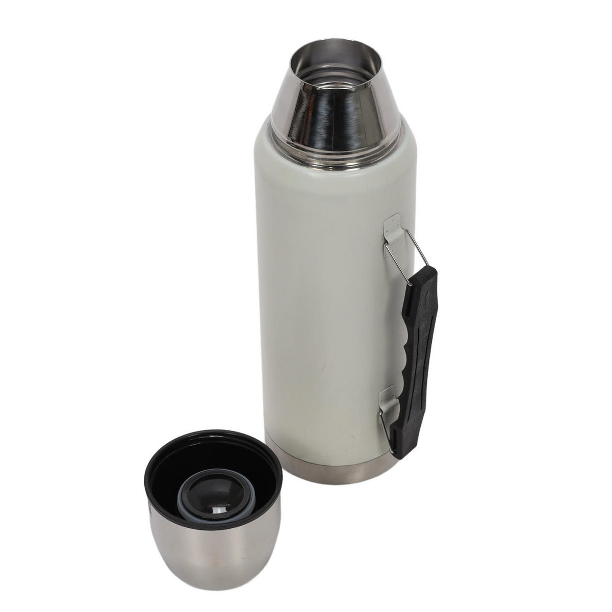 THERMOSKANNE mit Becher Cremefarben 1000 ml 9,3/9,3/30,5 cm - Weiß, Metall (1L) - Excellent Houseware