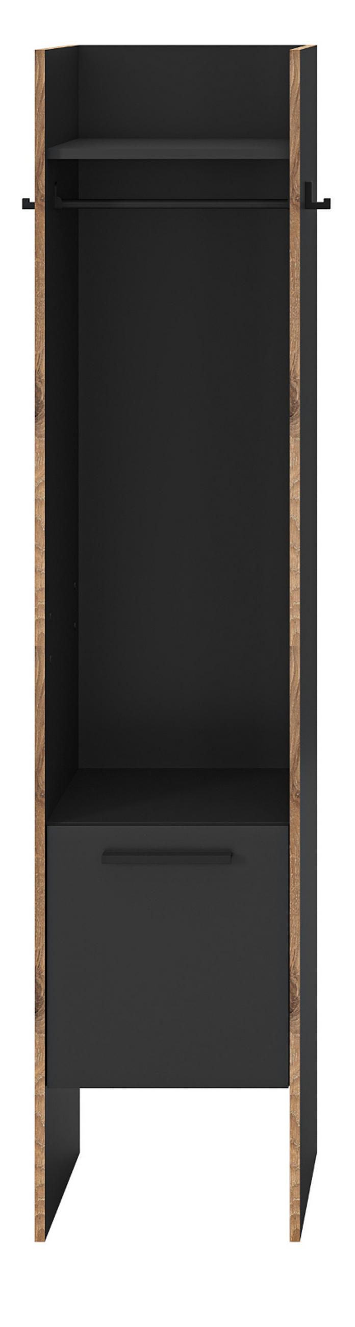 GARDEROBE grau und Nox Eiche, Kompaktgarderobe 42 x 189 cm, Salud - Dunkelgrau/Schwarz, Holzwerkstoff/Kunststoff (42/189/37cm) - Inn.Furn