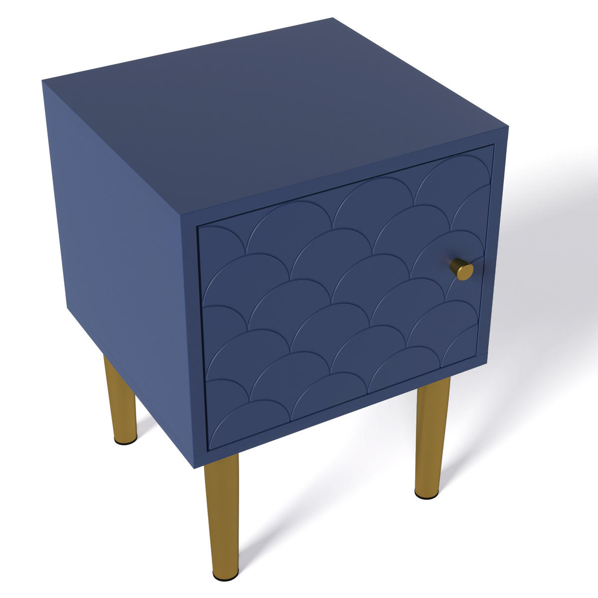 NACHTTISCH 35/35/51 cm marineblau aus Holz-Metall mit Magnettür - Dunkelblau, Holz (35/51/35cm) - OKWISH