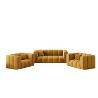 SOFAGARNITUR 2+1+1 Serie Grand Stilvol, Stoff Salvador Salvador Gelb - Gelb, Holz (91/70/197cm) - Kaiser Möbel