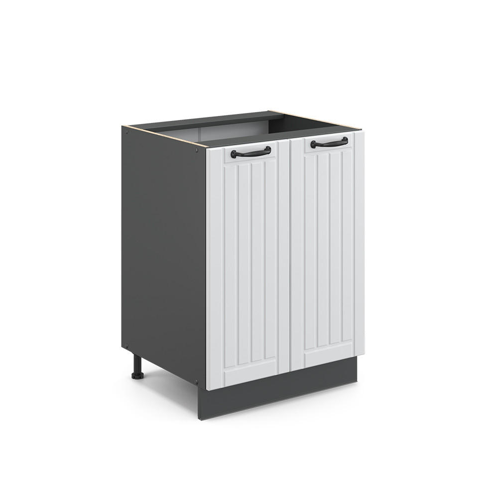 KÜCHENUNTERSCHRANK Fame-Line Weiß Landhaus 60 cm ohne AP - Anthrazit/Weiß, Holzwerkstoff (60/82/51.6cm) - Vicco