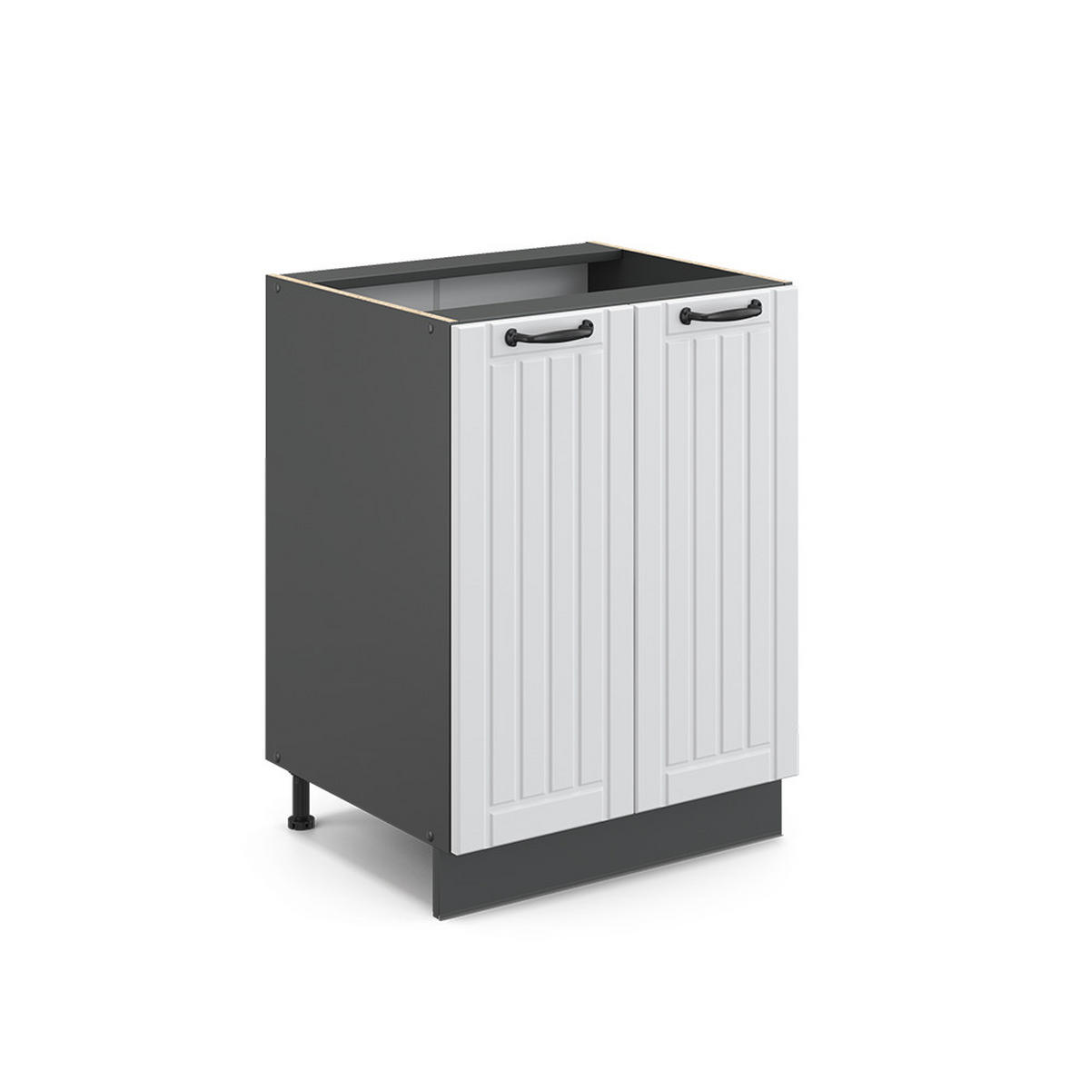 KÜCHENUNTERSCHRANK Fame-Line Weiß Landhaus 60 cm ohne AP - Anthrazit/Weiß, Holzwerkstoff (60/82/51.6cm) - Vicco