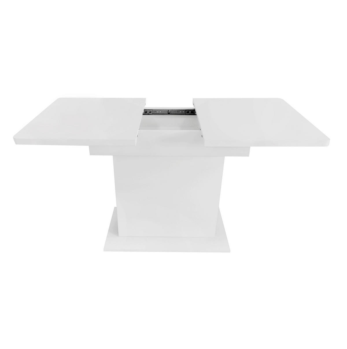 ESSTISCH aus Spanplatte und Metall 130x70x75 cm Weiß ausziehbar mit Stauraum, multifunktional und platzsparend - Weiß, Holzwerkstoff (130/70/75cm) - Modfu
