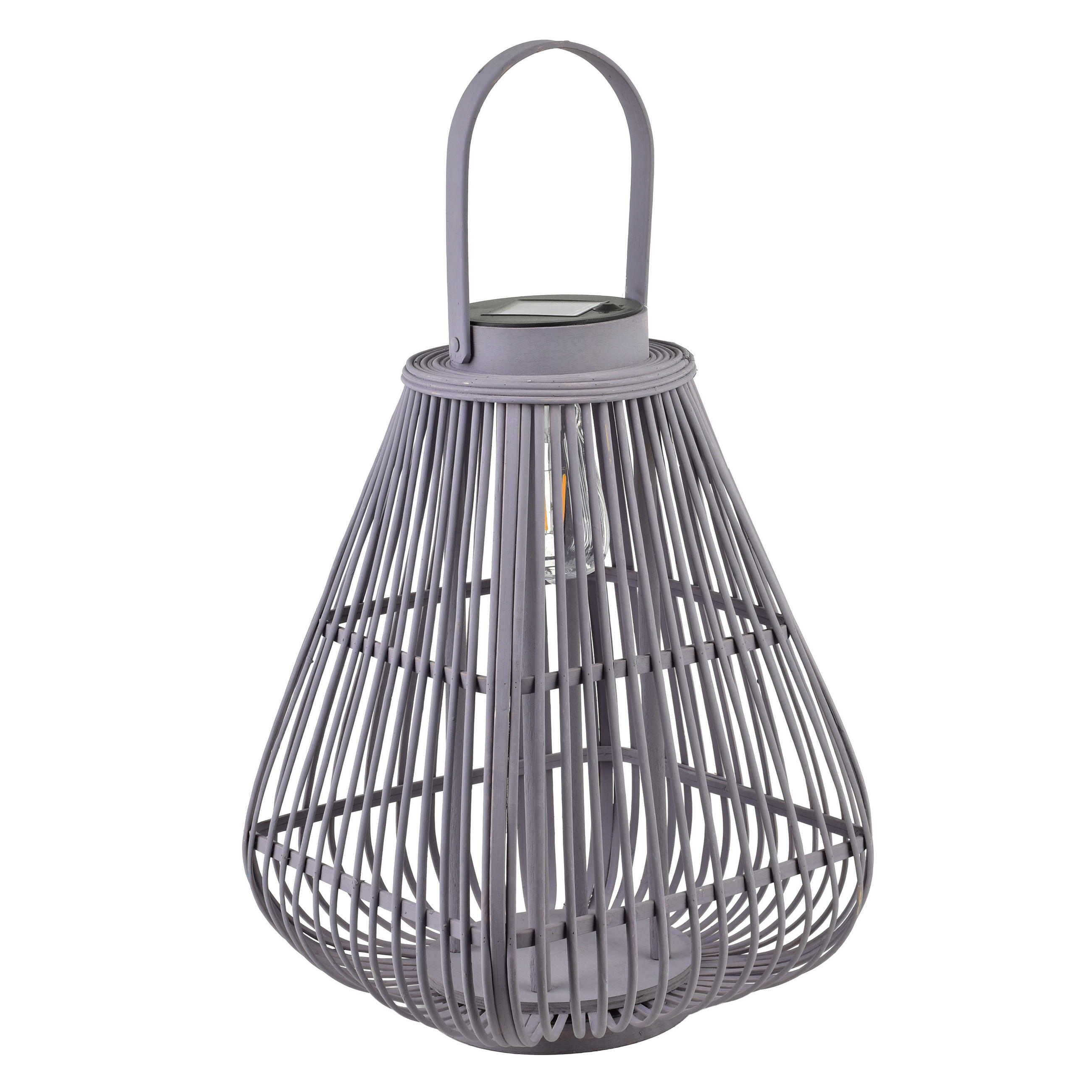 LATERNE Lucie grau 29/29/57 cm Korbgeflecht - Grau, Holz (29/57/29cm) - Mondex