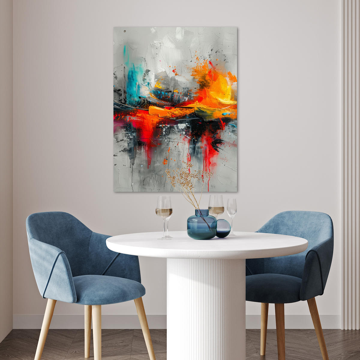 POSTER Moderne Kunst - Orange - Grau - Abstrakt 60x80 cm - Hellgrau, Papier (60/80/0.1cm) - MuchoWow