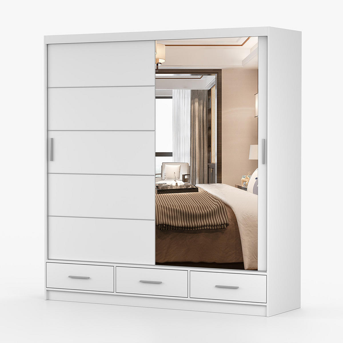 KLEIDERSCHRANK Florence 203 cm, 203/218/61, 2-türig, weiß - Weiß, Holzwerkstoff (150/218/61cm) - imoebel24