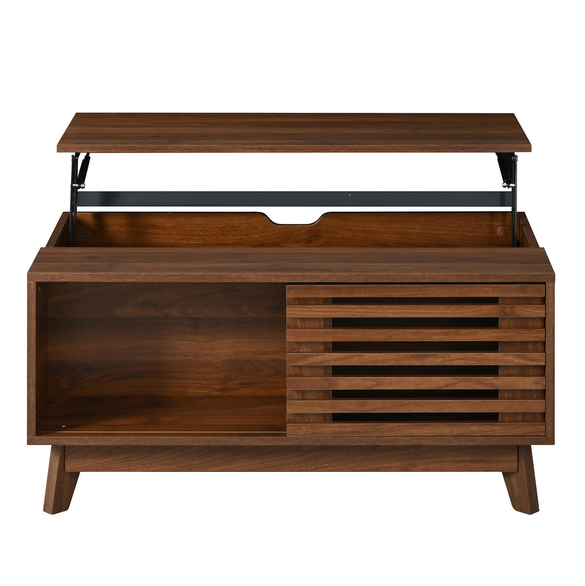 COUCHTISCH mit höhenverstellbarer Platte 90 x 55 cm MDF Walnuss-Optik - Braun, Holz (90/55/57.5cm) - Meubliv