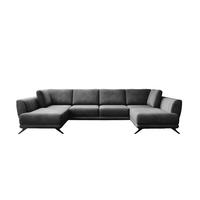 WOHNLANDSCHAFT mit Schlaffunktion und Bettkasten - Anthrazit/Schwarz, Textil/Metall (362/91/191cm) - Eltap