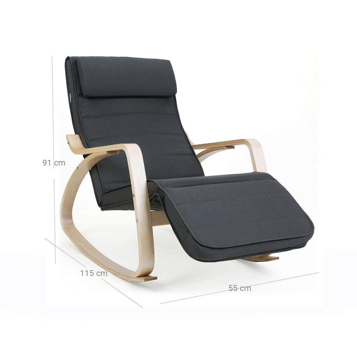 SCHAUKELSTUHL RELAXSTUHL - Grau, Holzwerkstoff (115/91/67cm) - Hansiro