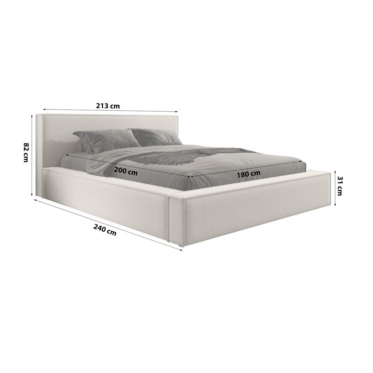 POLSTERBETT mit Bettkasten Salby 180x200 cm, Beige - Beige, Textil (180/200cm) - Meblito