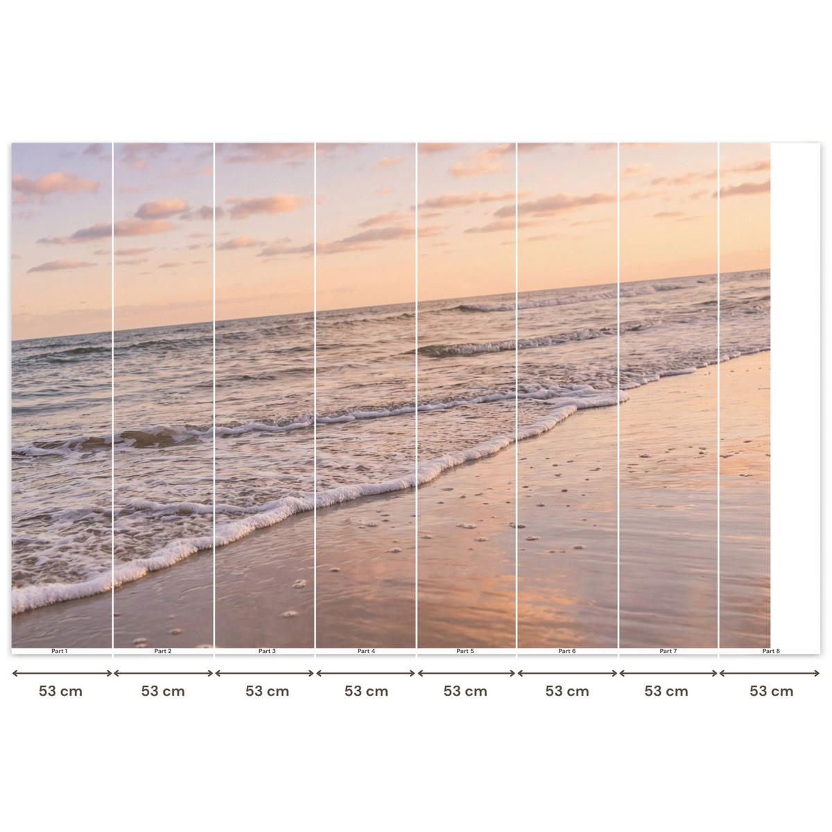 TAPETE - Strand - Brandung - Wolken - 400x280 cm - Hellrosa, Papier (400/280cm) - OnlyWow