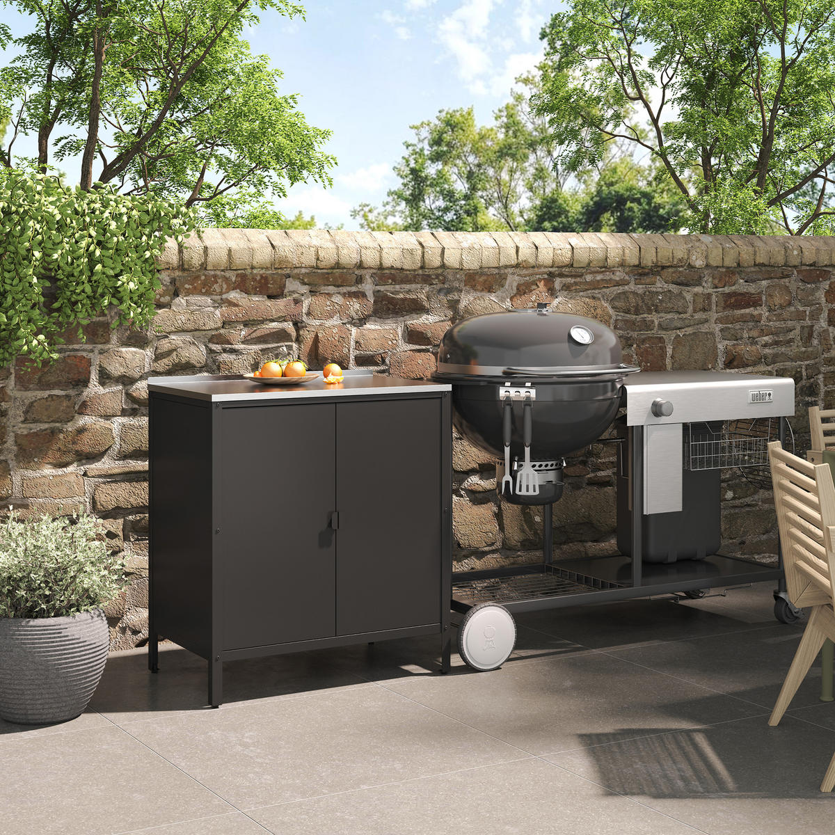 VENKOVNÍ SKŘÍŇ Bolognano - černá, kov (80/92/50cm) - casa.pro