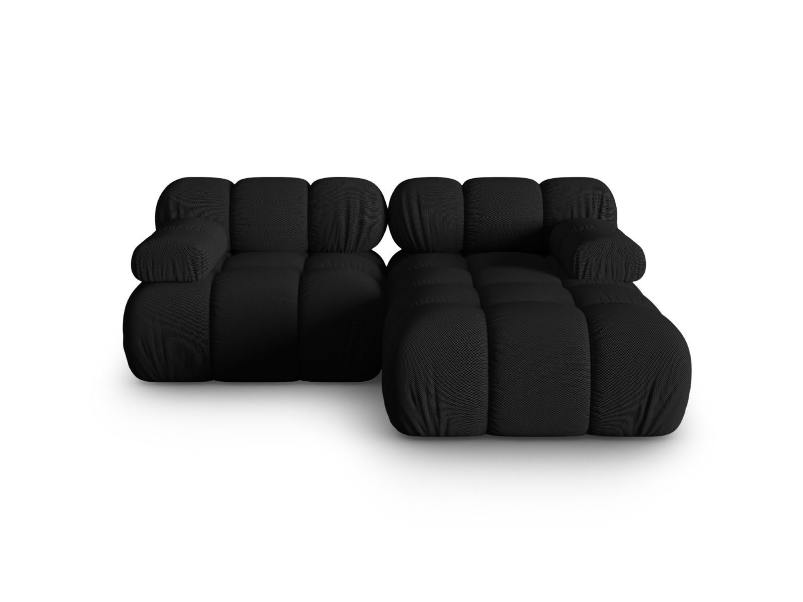 ECKSOFA modular rechts Bellis aus 3D-Stoff schwarz 3 Sitzplätze - Schwarz, Textil (155/188cm) - Micadoni