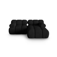 ECKSOFA modular rechts Bellis aus 3D-Stoff schwarz 3 Sitzplätze - Schwarz, Textil (155/188cm) - Micadoni