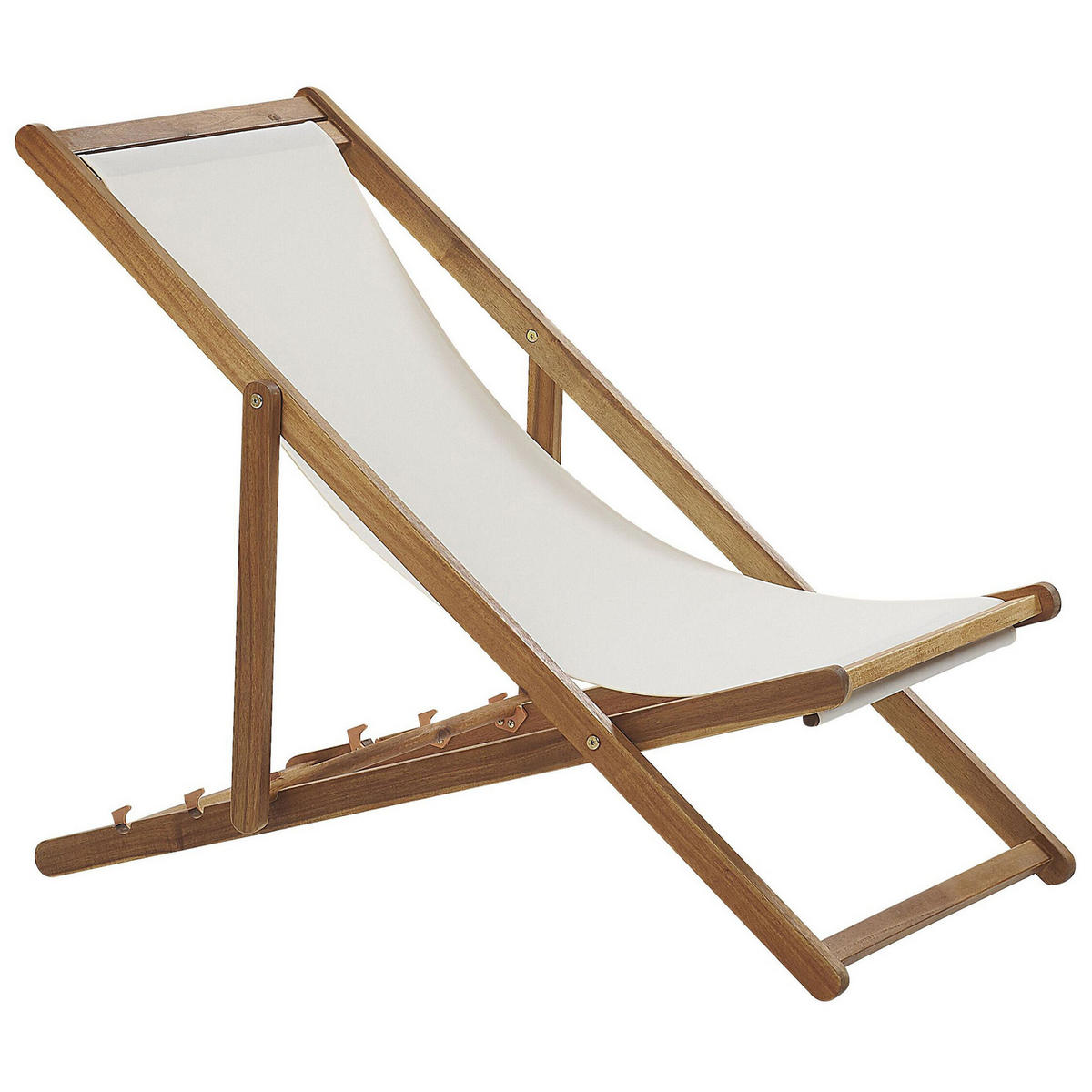 GARTENLIEGE hellbraun Textil cremeweiß Anzio - Hellbraun/Creme, Textil (54/70/97cm) - Beliani