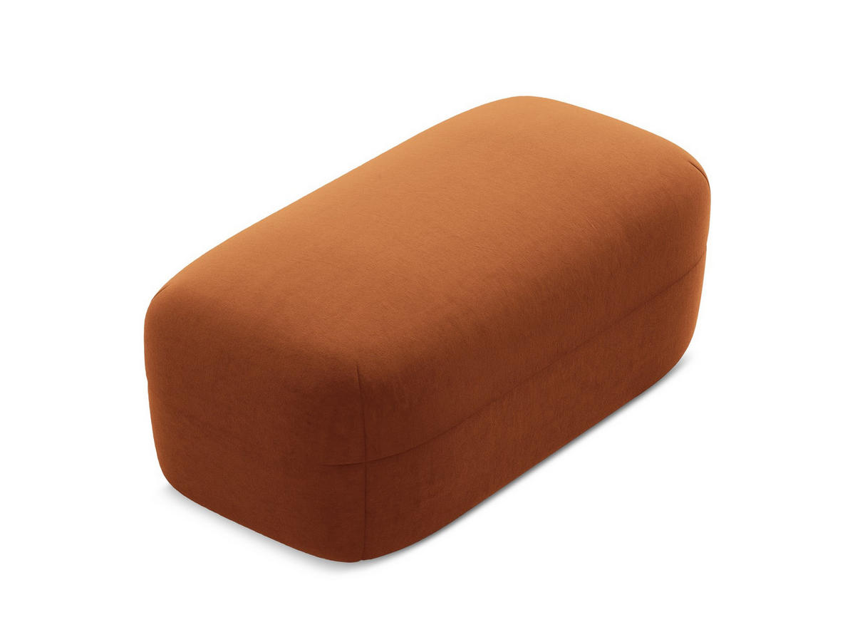 POUF Samt Stoff Orange - Terra cotta/Schwarz, Kunststoff/Textil (92/40/48cm) - Makamii